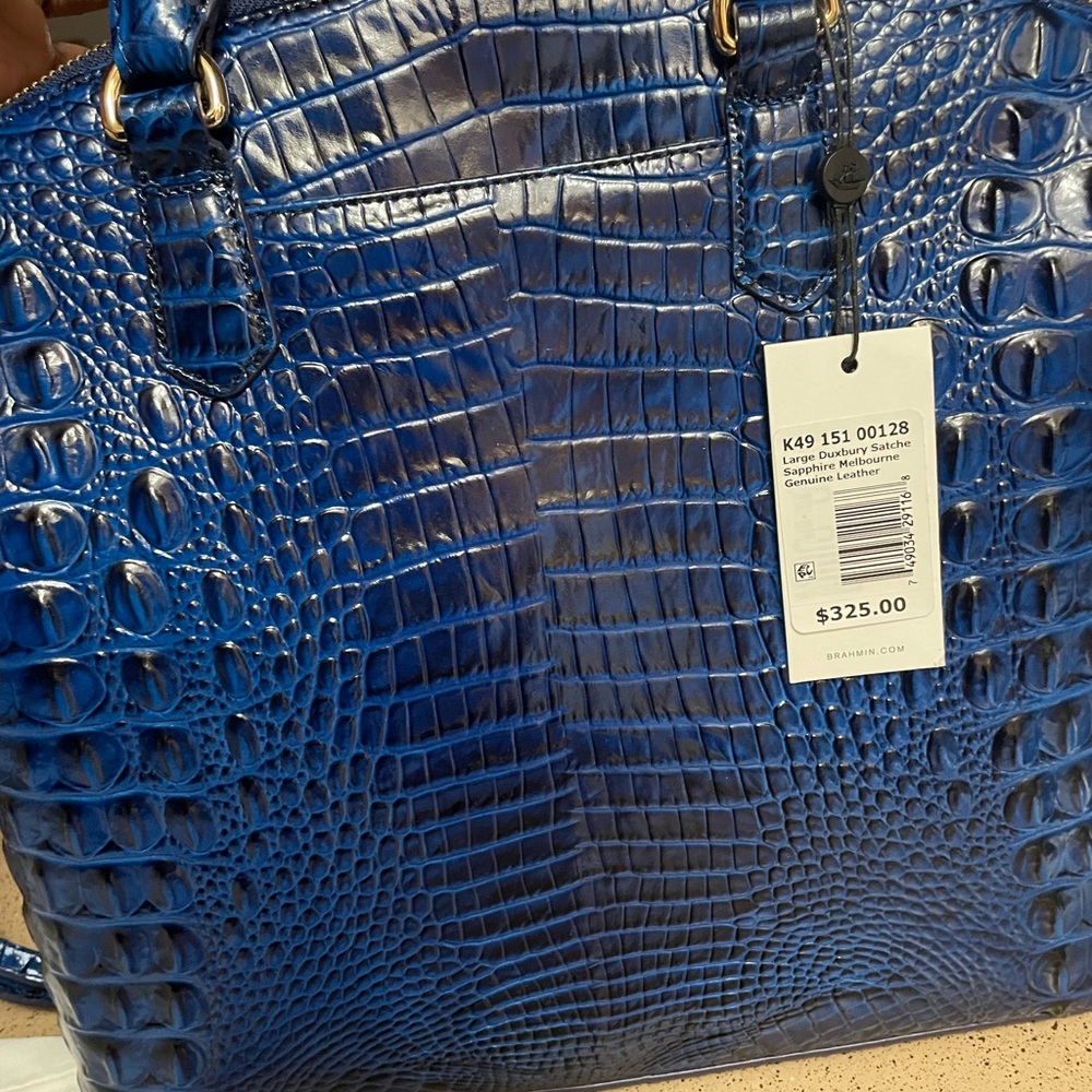 Brahmin Blue Crocodile Leather Satchel